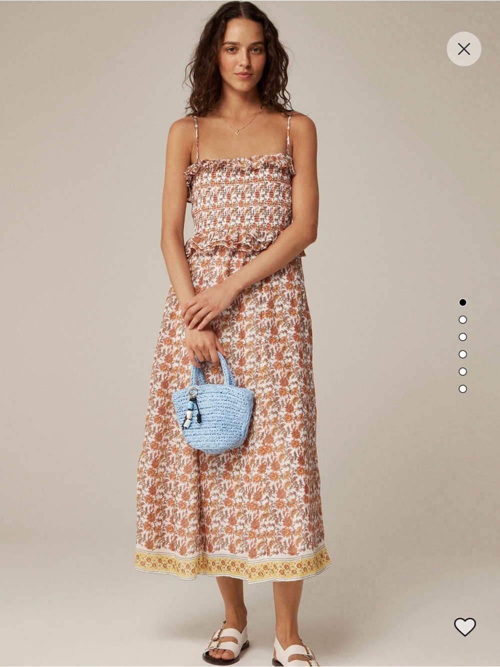 J. Crew Women's Ravenna Dress with Sunset Rose block-Print Ramie (Size Medium)